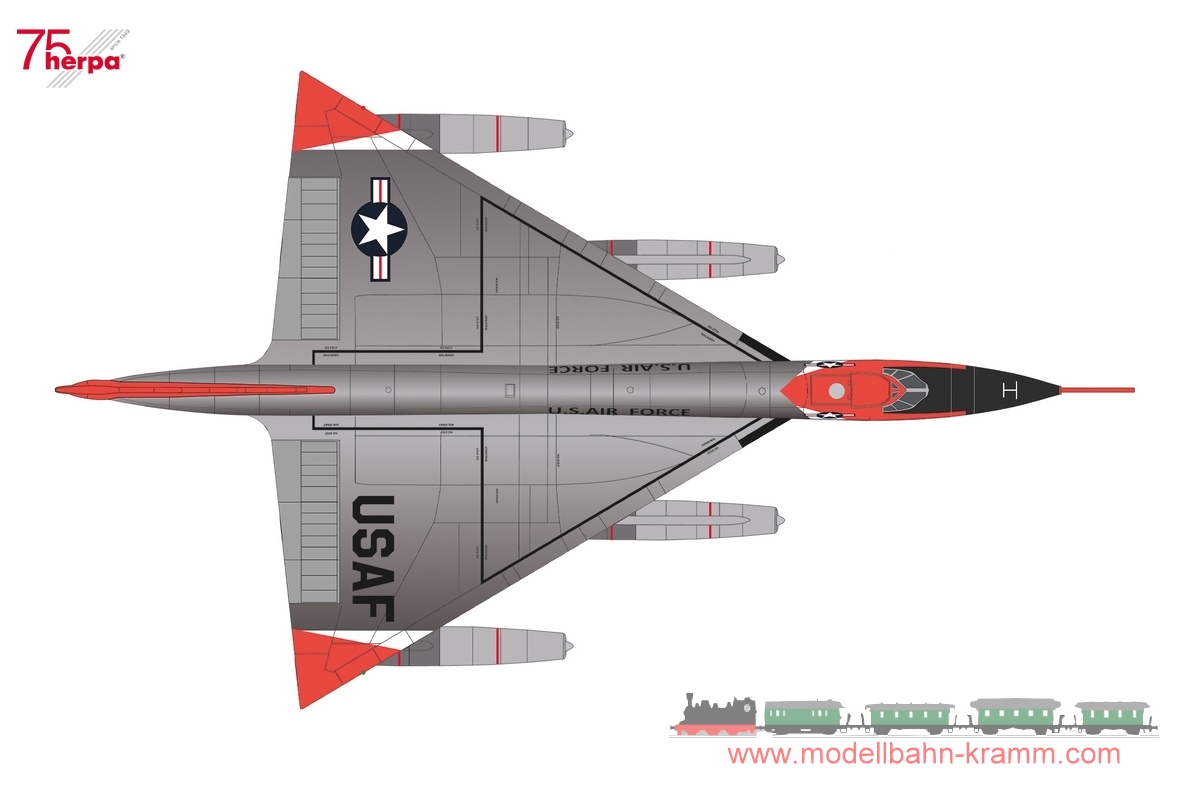 Herpa 573160, EAN 4013150573160: 1:200 U.S. Air Force Convair XB-58 Hustler - B-58 Test Force – 55-0661 “Mach-in-Boid”