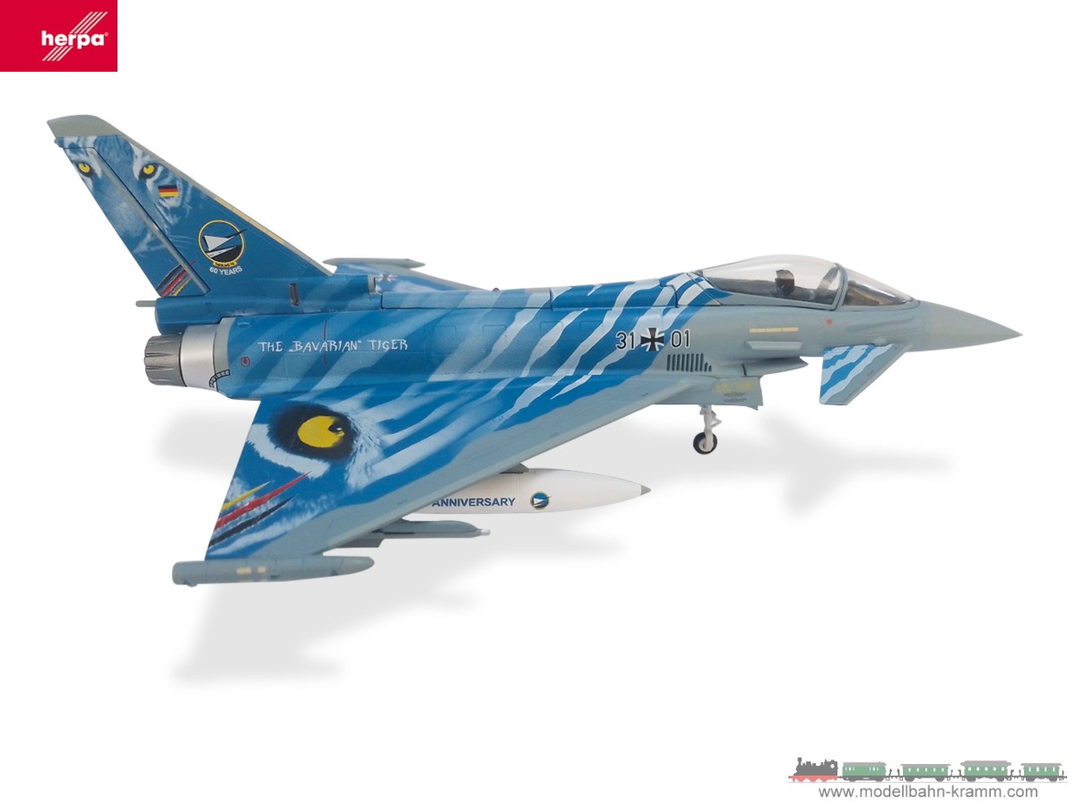 Herpa 580786, EAN 2000075571236: 1:72 Luftwaffe Eurofighter - TaktLwG 74 Bavarian Tigers 60th Anniversary