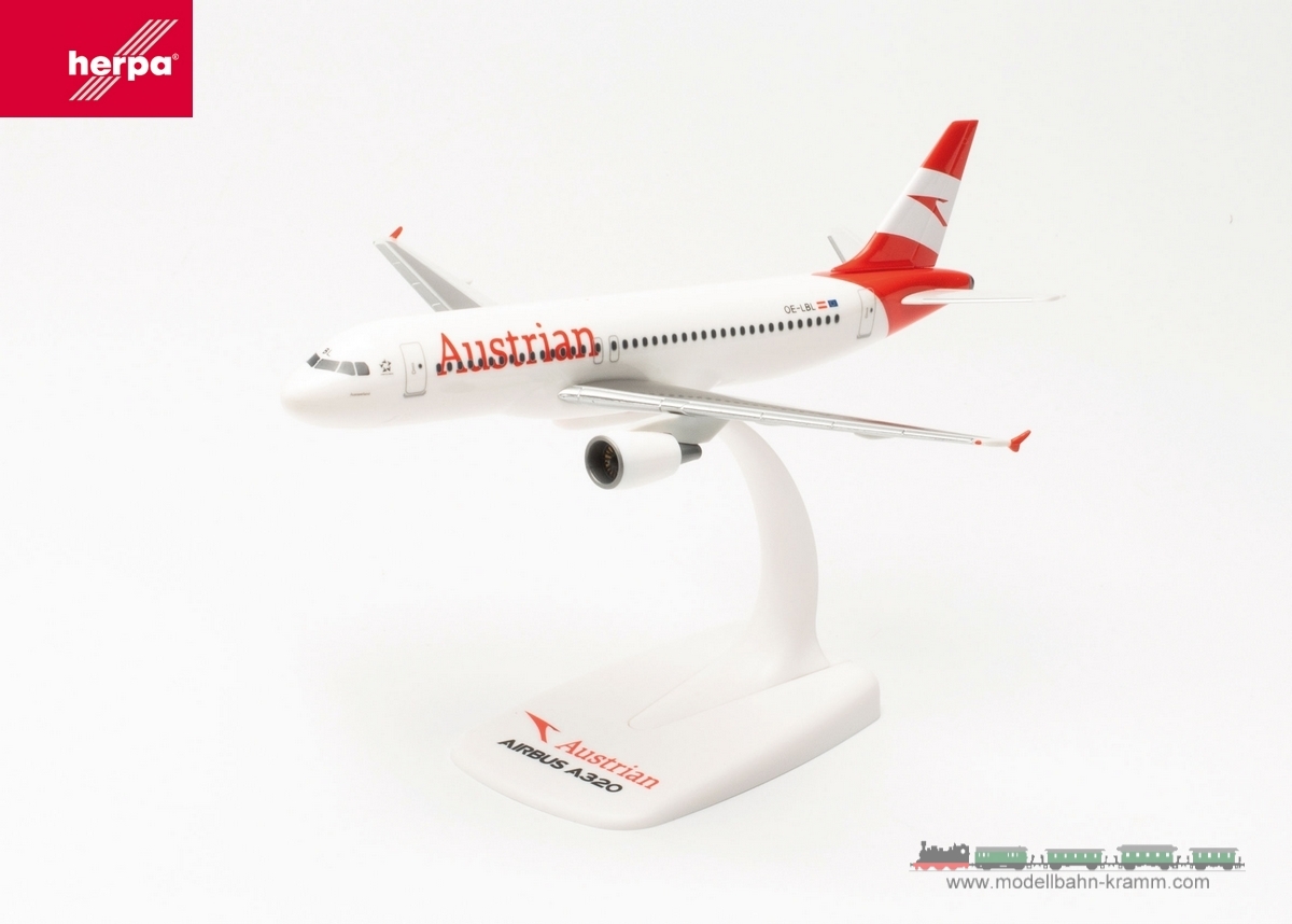 Herpa 613620, EAN 4013150613620: 1:200 Austrian Airlines Airbus A320 – OE-LBL “Ausseerland”