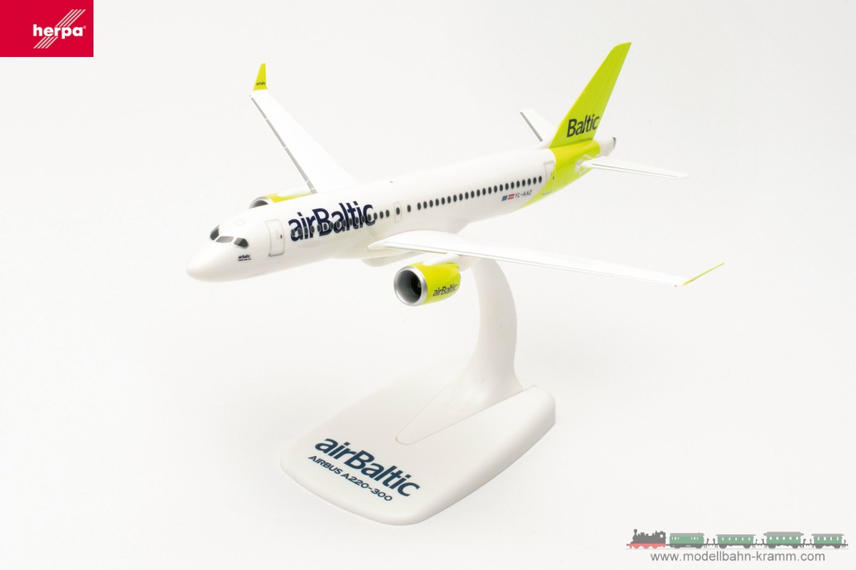 Herpa 613637, EAN 4013150613637: 1:200 airBaltic Airbus A220-300 – YL-AAZ