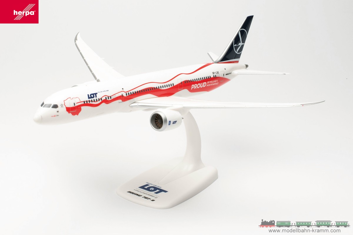 Herpa 613781, EAN 4013150613781: 1:200 LOT Polish Airlines Boeing 787-9 “Proud of Poland‘s Independence” - SP-LSC (Herpa Snap-Fit)