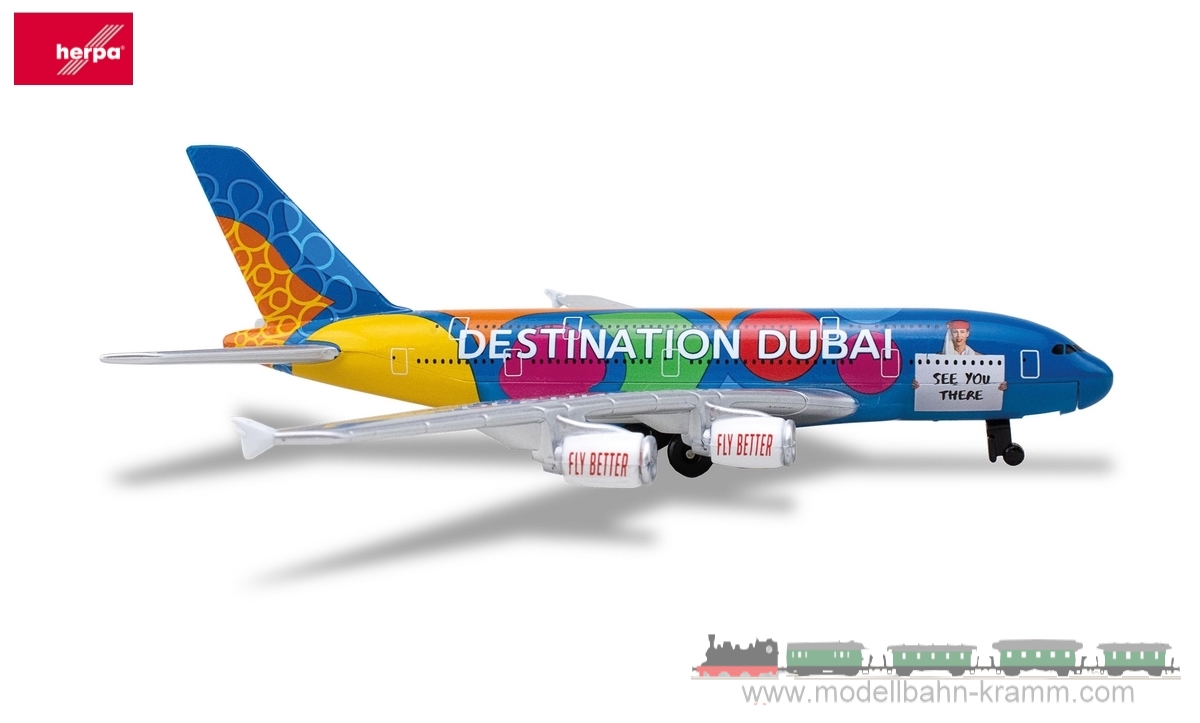 Herpa 86RT-9906, EAN 830715944975: Single Emirates A380 Dubai