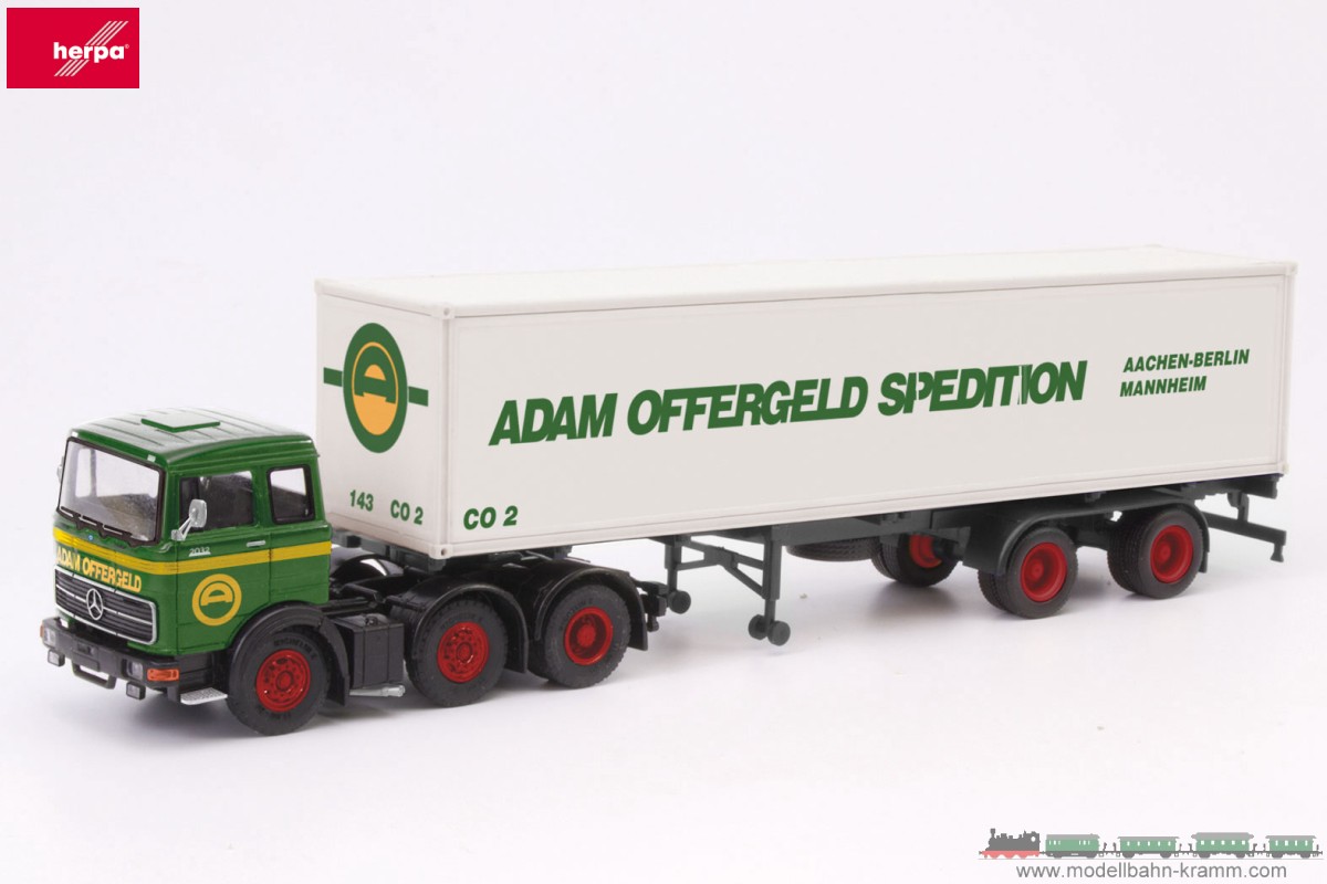 Herpa 87MBS026147, EAN 2000075555731: H0/1:87 MB LPS 2032 Container-Sattelzug Spedition Offergeld