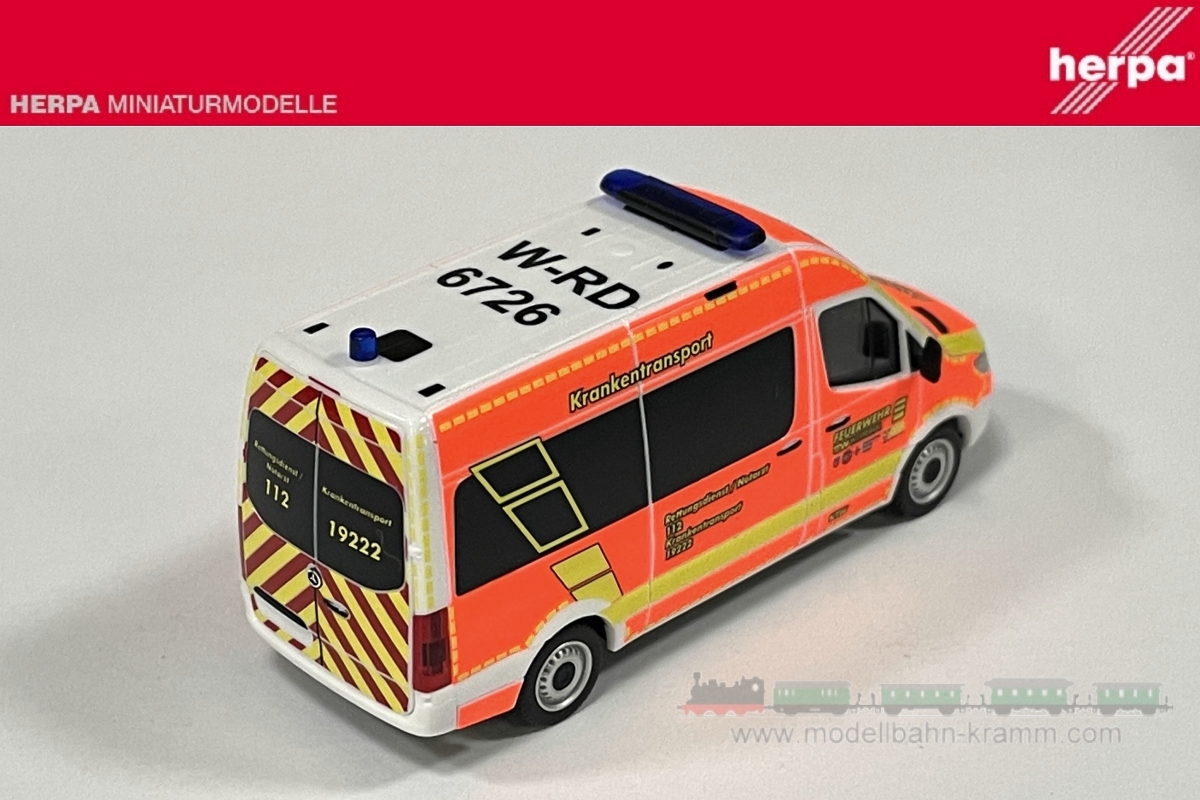 Herpa 946704, EAN 4013150946704: H0/1:87 Mercedes-Benz Sprinter `18 Bus HD Krankentransport Feuerwehr Wuppertal