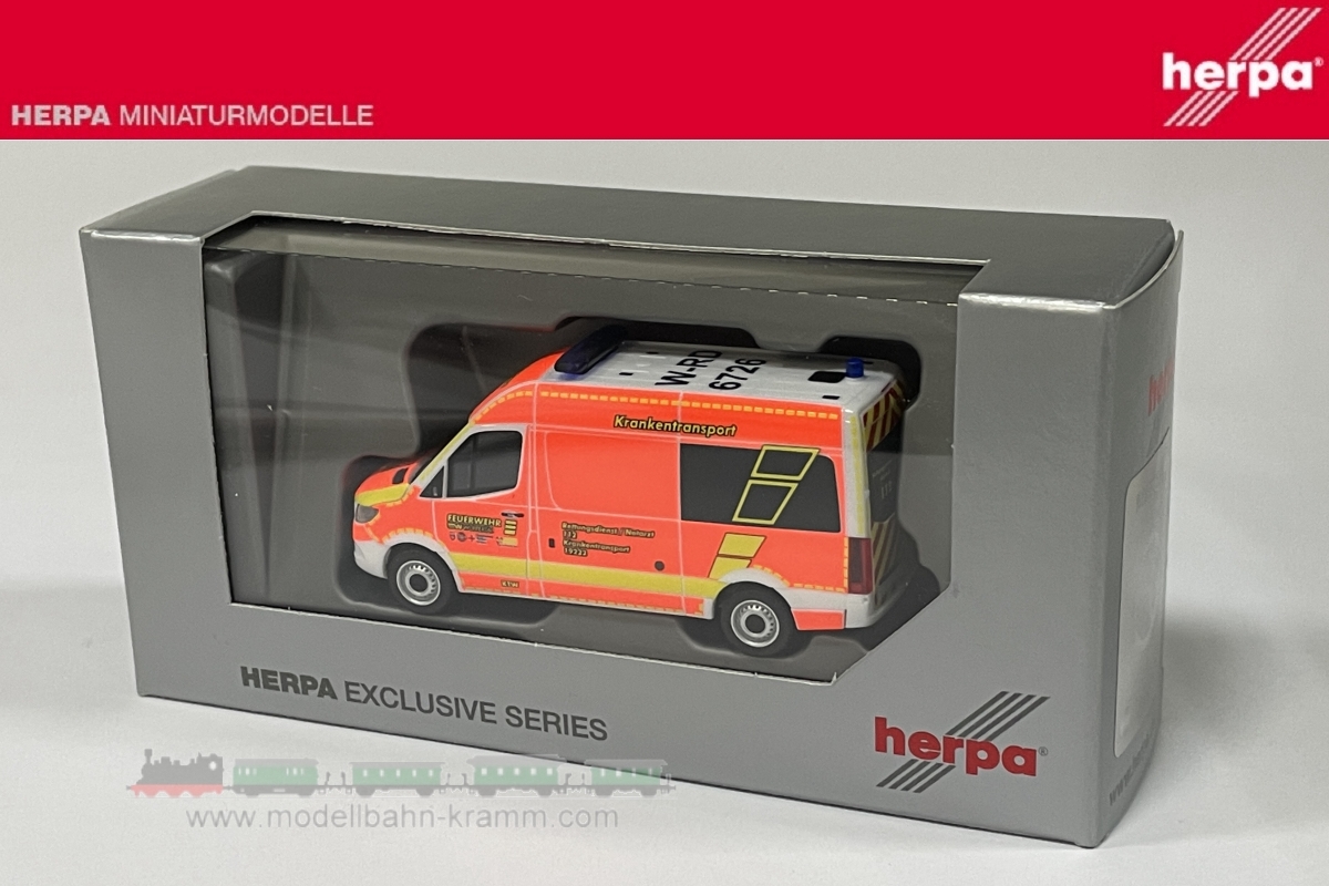 Herpa 946704, EAN 4013150946704: H0/1:87 Mercedes-Benz Sprinter `18 Bus HD Krankentransport Feuerwehr Wuppertal