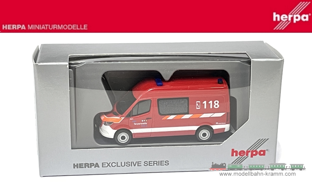 Herpa 949231, EAN 2000075346063: 1:87 Mercedes-Benz Sprinter ´18 Halbbus Regio Feuerwehr Lenzburg