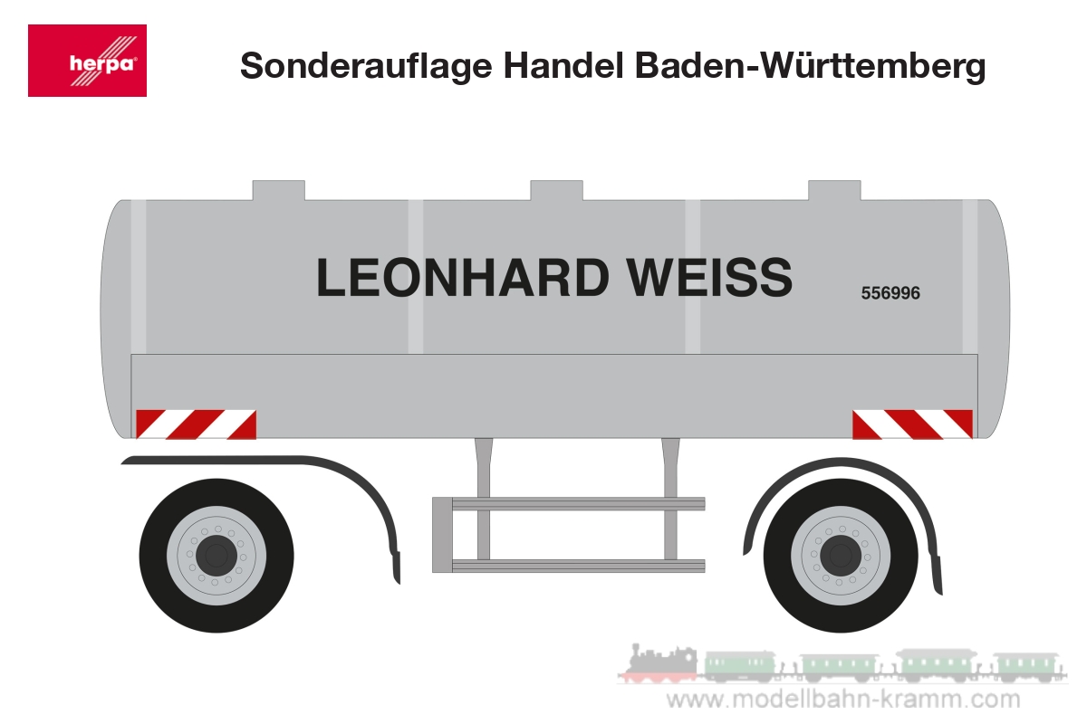 Herpa 952422, EAN 2000075618351: Wassertransportanhänger 2achs Leonhard Weiss