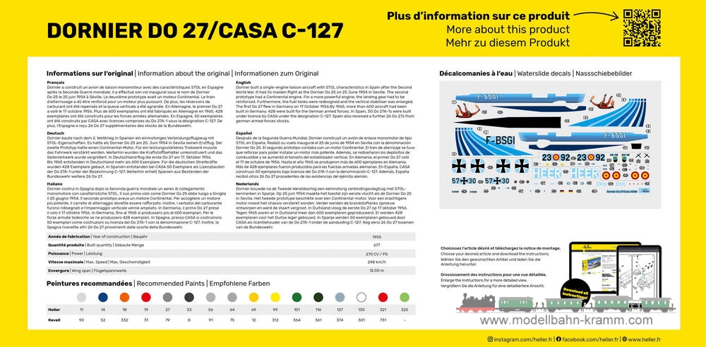Heller 30304, EAN 3279510303049: 1:72 Dornier DO27/CASA C-127