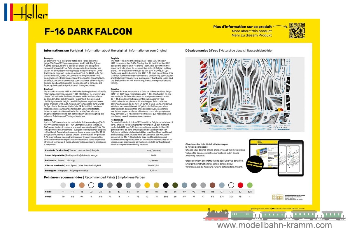 Heller 30411, EAN 3279510304114: 1:48 F-16 Dark Falcon