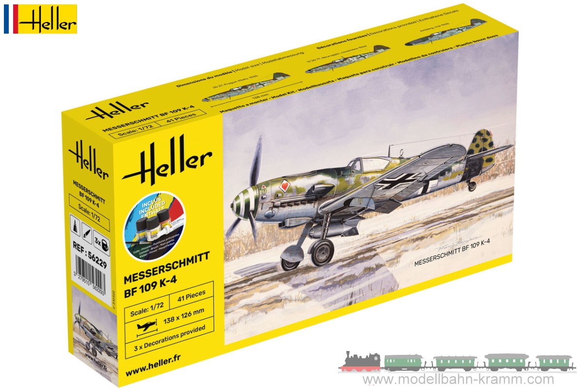 Heller 56229, EAN 3279510562293: 1:72 Starter-Kit Messerschmitt BF 109 K-4