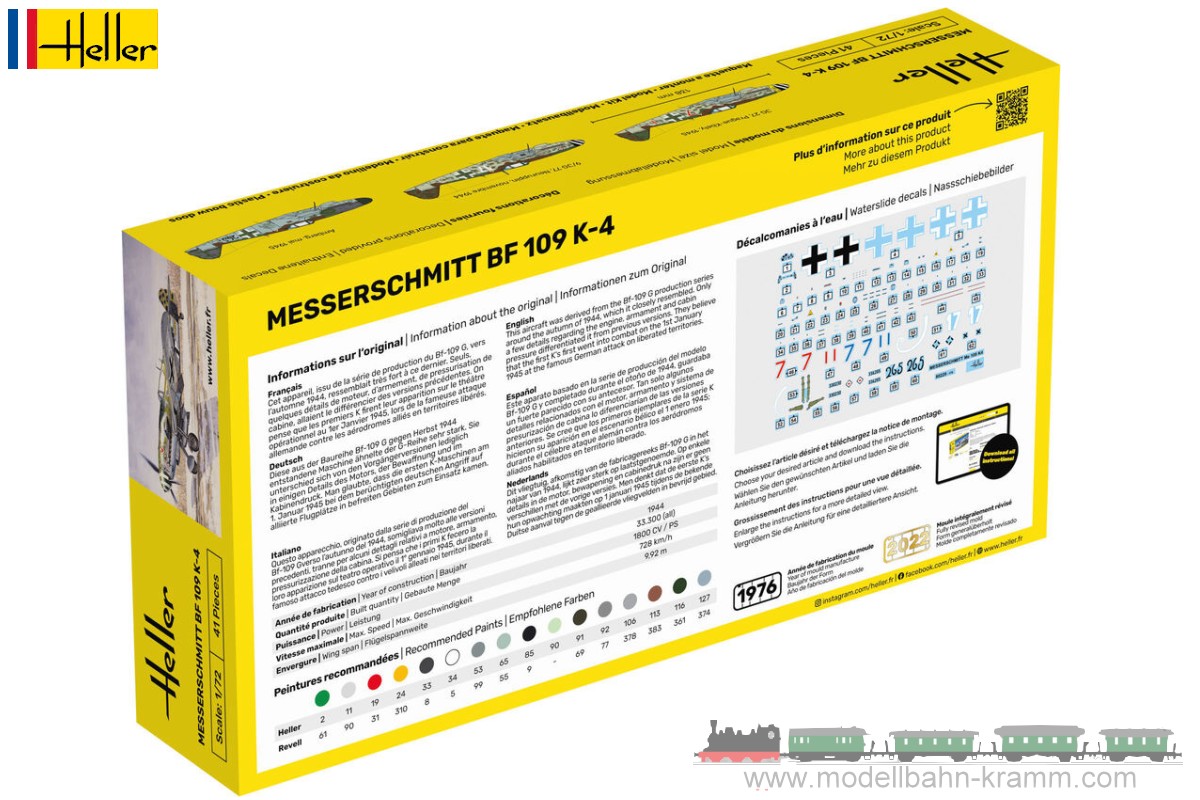 Heller 56229, EAN 3279510562293: 1:72 Starter-Kit Messerschmitt BF 109 K-4