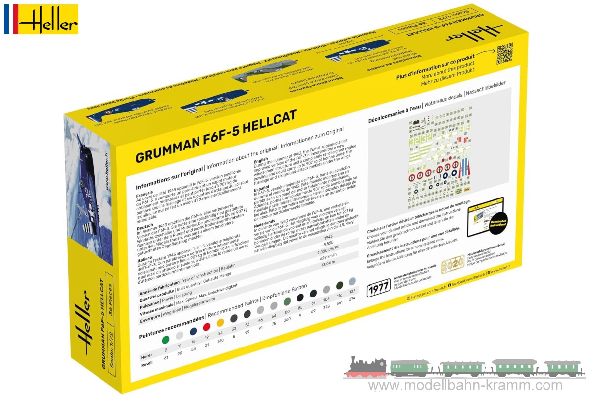 Heller 56272, EAN 3279510562729: 1:72 Starter-Kit Grumman F6F-5 Hellcat