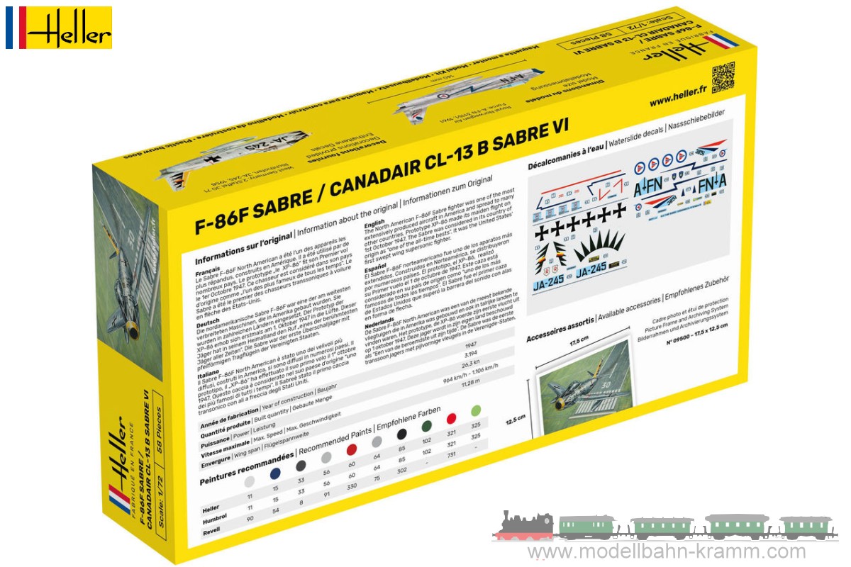 Heller 56277, EAN 3279510562774: 1:72 Starter-Kit F-86F Sabre / Canadair CL-13 B Sabre VI