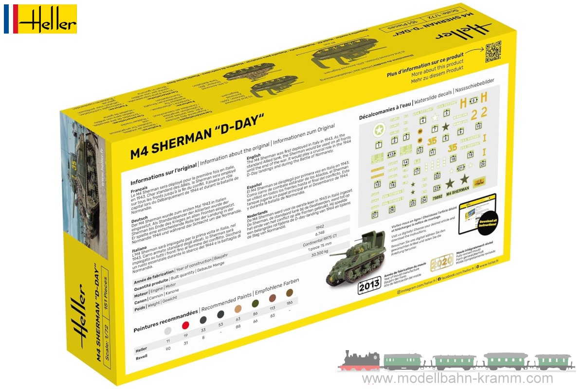 Heller 56892, EAN 3279510568929: 1:72 Starter-Kit M4 Sherman D-Day