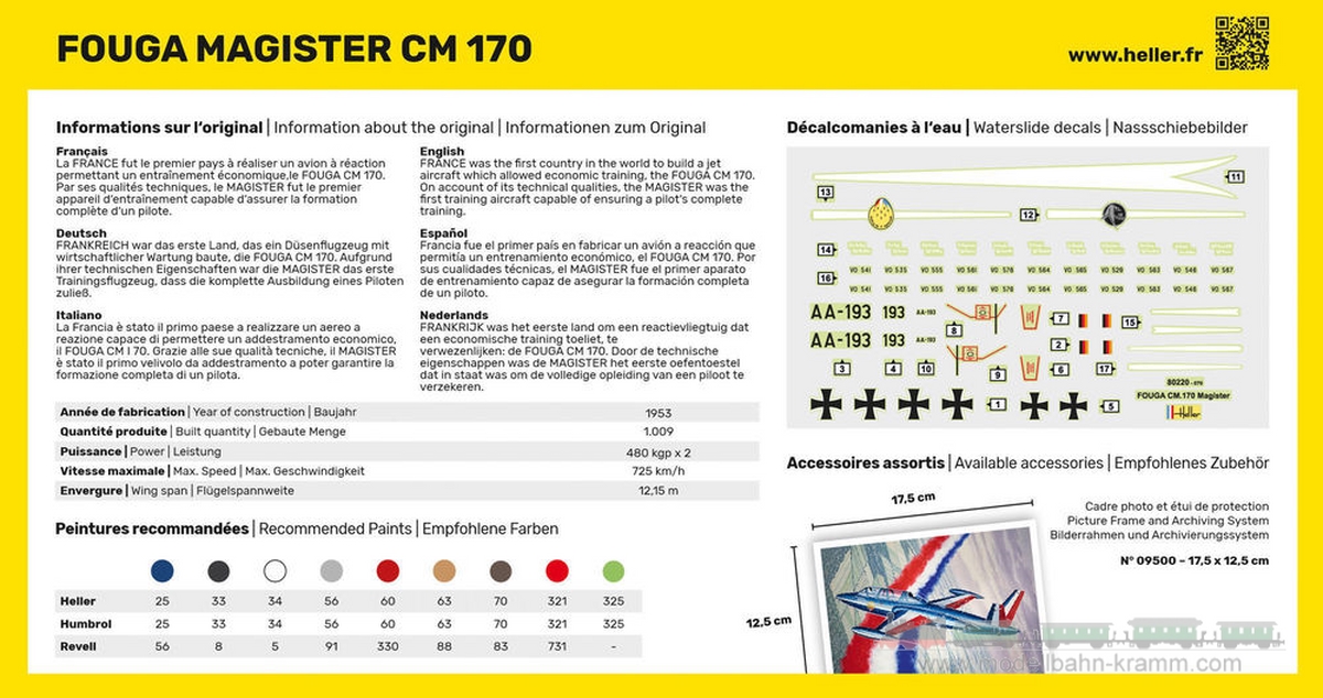 Heller 80220, EAN 3279510802207: 1:72 Fouga Magister CM 170