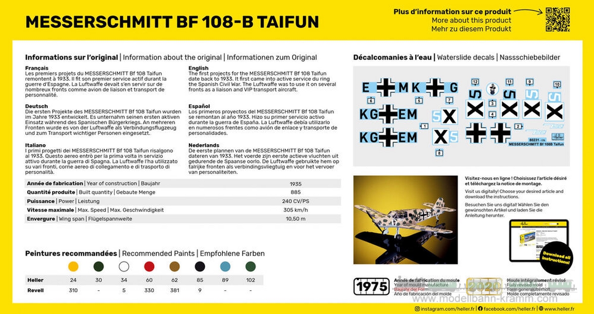 Heller 80231, EAN 3279510802313: 1:72 Messerschmitt Bf 108B