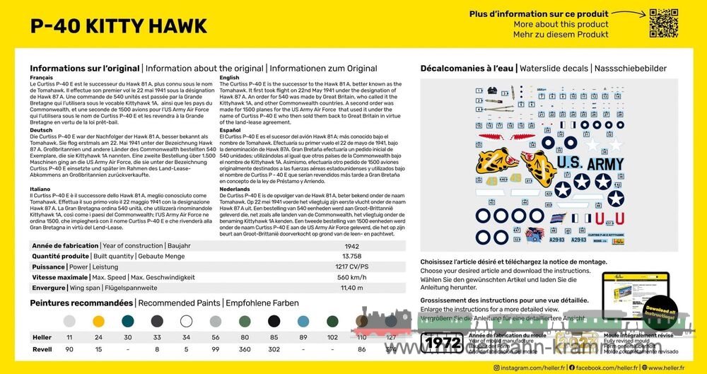 Heller 80266, EAN 3279510802665: 1:72 P-40E Kittyhawk
