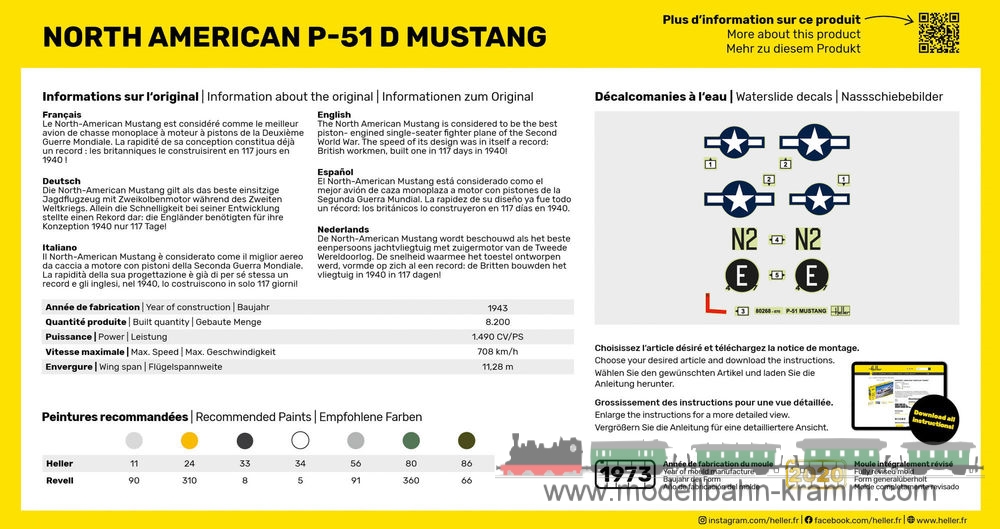 Heller 80268, EAN 3279510802689: 1:72,North Ameri.P-51 Mustang