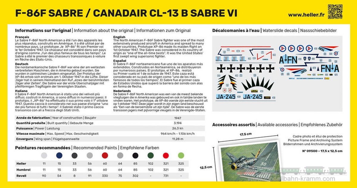 Heller 80277, EAN 3279510802771: 1:72 F-86F SABRE / CANADAIR CL-13 B Sabre VI