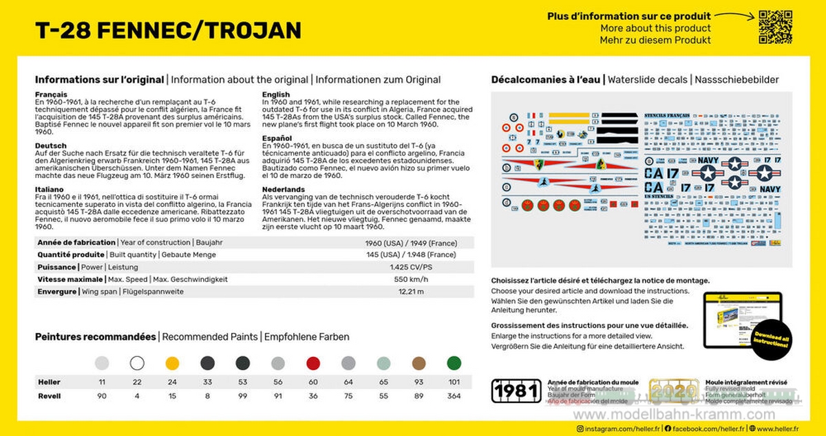 Heller 80279, EAN 3279510802795: 1:72 T-28 FENNEC / TROJAN