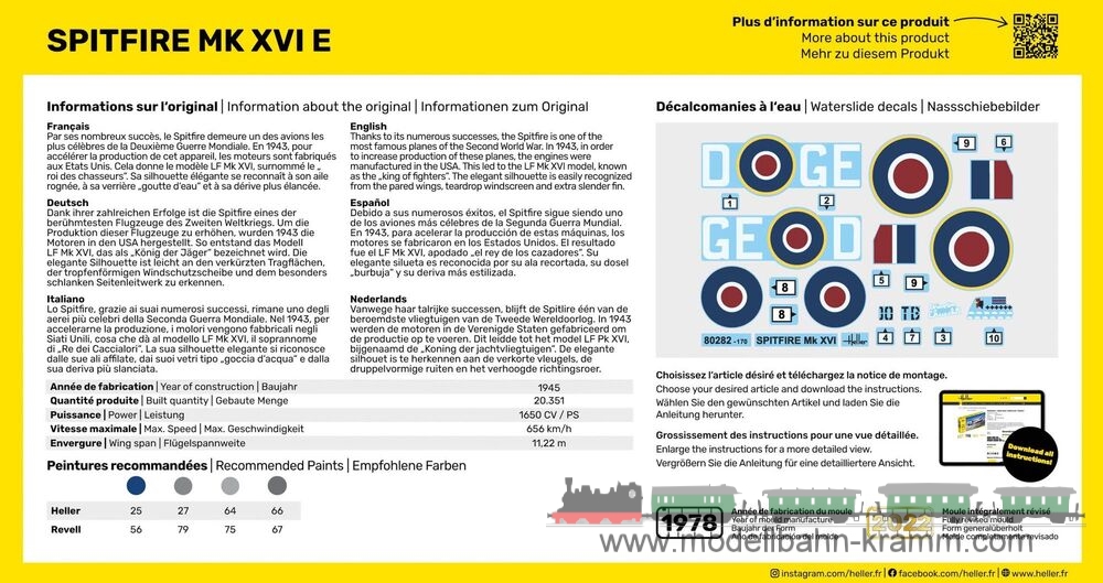 Heller 80282, EAN 3279510802825: 1:72 Spitfire Mk XVI E