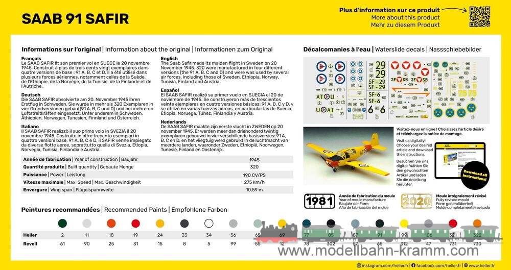 Heller 80287, EAN 3279510802870: 1:72 SAAB 91 SAFIR