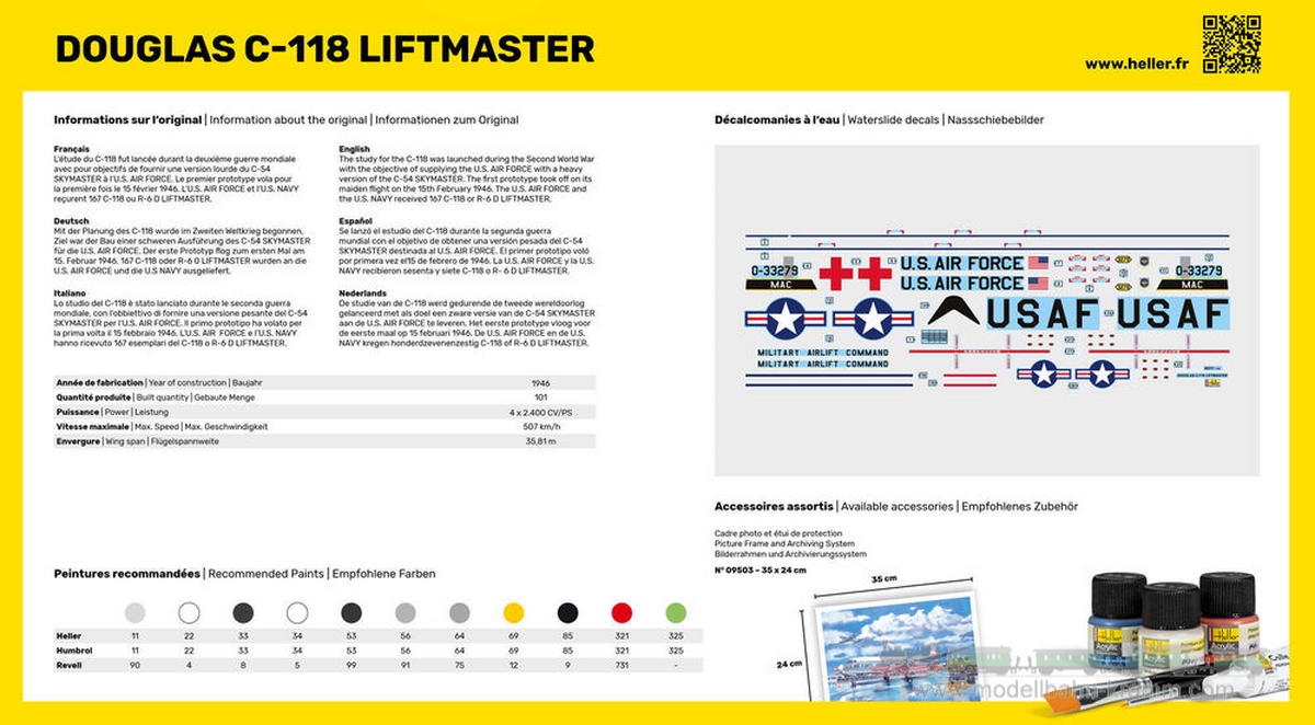 Heller 80317, EAN 3279510803174: 1:72 Douglas C-118 LIFTMASTER