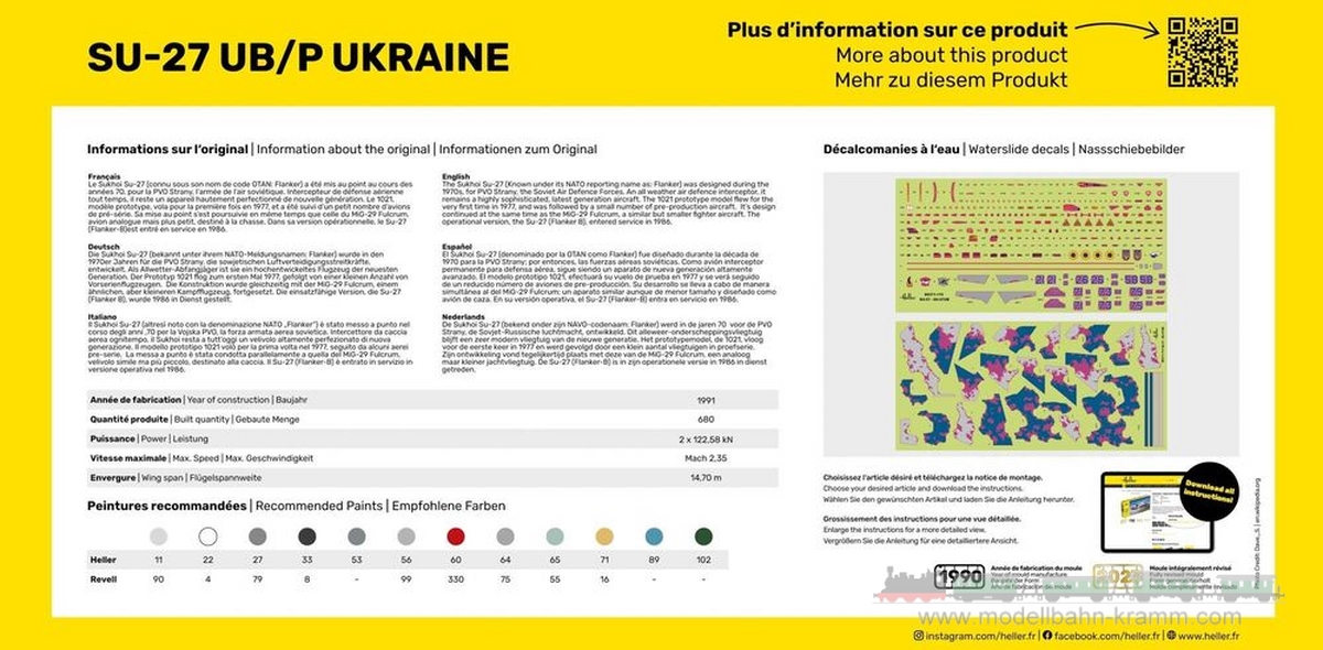 Heller 80371, EAN 3279510803716: 1:72 SU-27 UB/P Ukraine