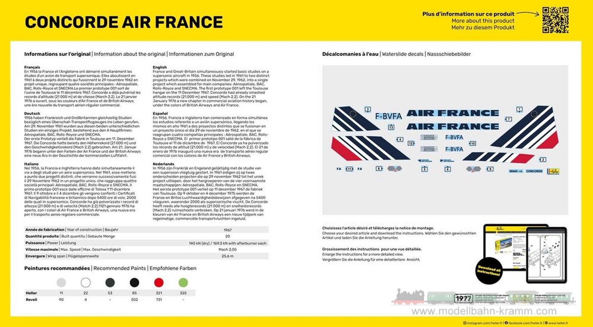 Heller 80445, EAN 3279510804454: 1:125 Concorde Air France