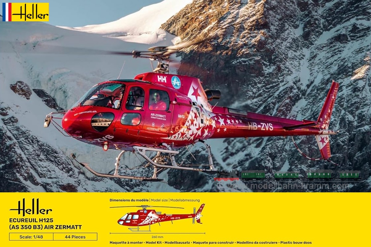 Heller 80490, EAN 3279510804904: 1:48 Ecureuil H125 (AS 350 B3) Air Zermatt