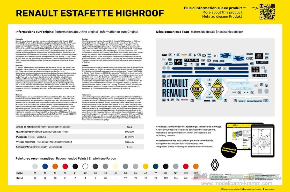 Heller 80740, EAN 3279510807400: 1:24 Renault Estafette Highroof