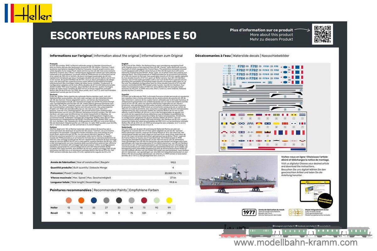 Heller 81093, EAN 3279510810936: Escorteurs Rapides E 50