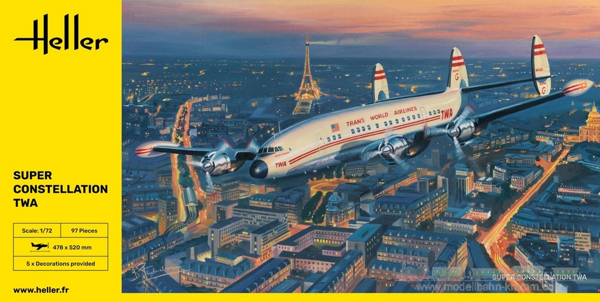 Heller 82391, EAN 3279510823912: 1:72 Super Constellation TWA