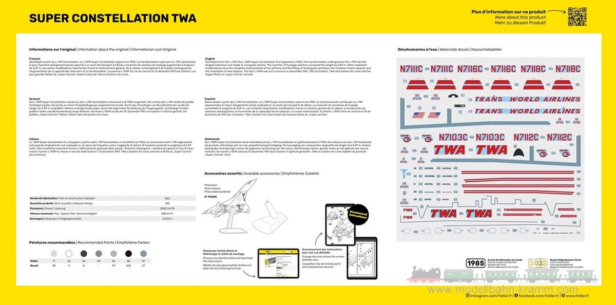 Heller 82391, EAN 3279510823912: 1:72 Super Constellation TWA