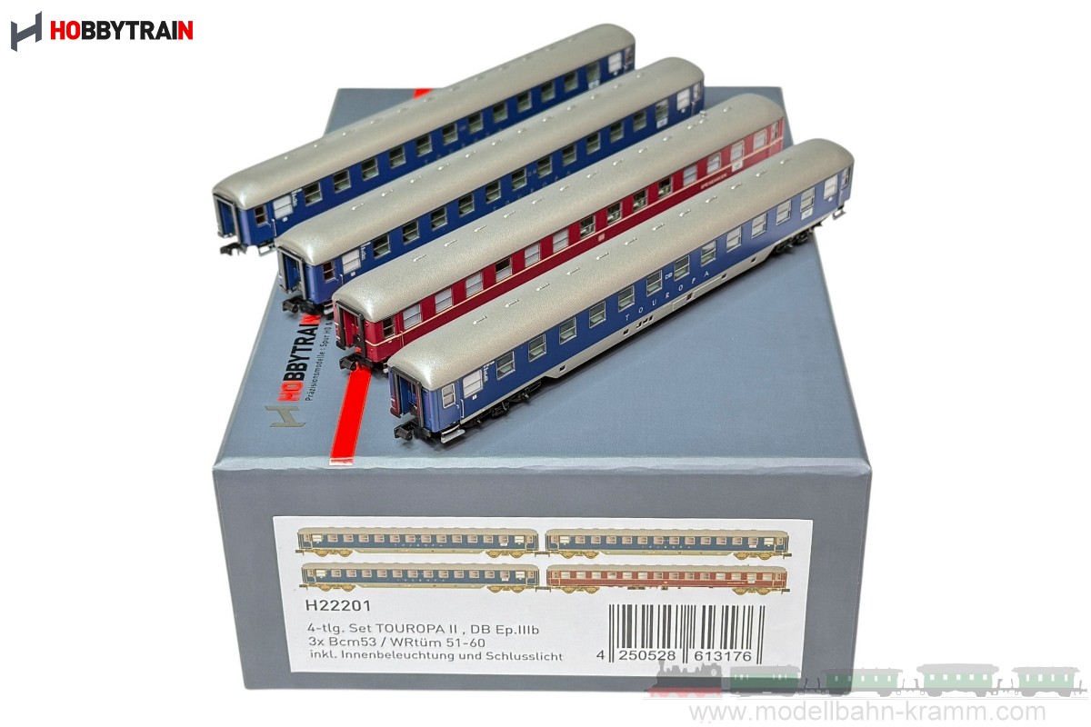 Hobbytrain 22201, EAN 4250528613176: N Set-2 TOUROPA 4-teilig DB