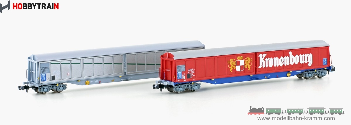 Hobbytrain 23442, EAN 4250528621157: N 2er Set Schiebewandwagen Habis Kronenbourg SNCF