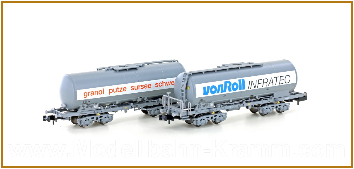 Hobbytrain 23490, EAN 4250528616030: N 2-tlg. Set Silowagen Uacs SBB Von Roll Infratec IV-V
