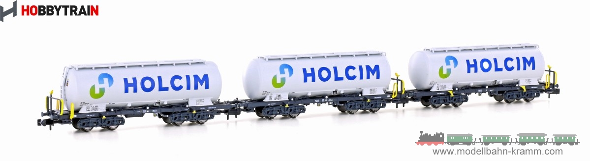 Hobbytrain 23492, EAN 4250528624387: N 3er Set Zementsilowagen Uacs Holcim