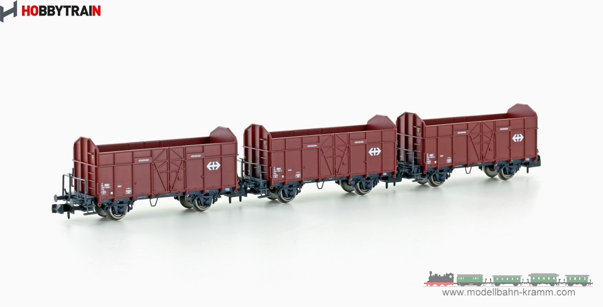 Hobbytrain 24302, EAN 4250528617303: N Set 3-tlg. offener Güterwagen SBB