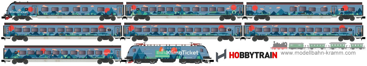 Hobbytrain 25226S, EAN 4250528622321: N Sound Personenzug mit Rh 1116, 8-tlg. ÖBB Railjet