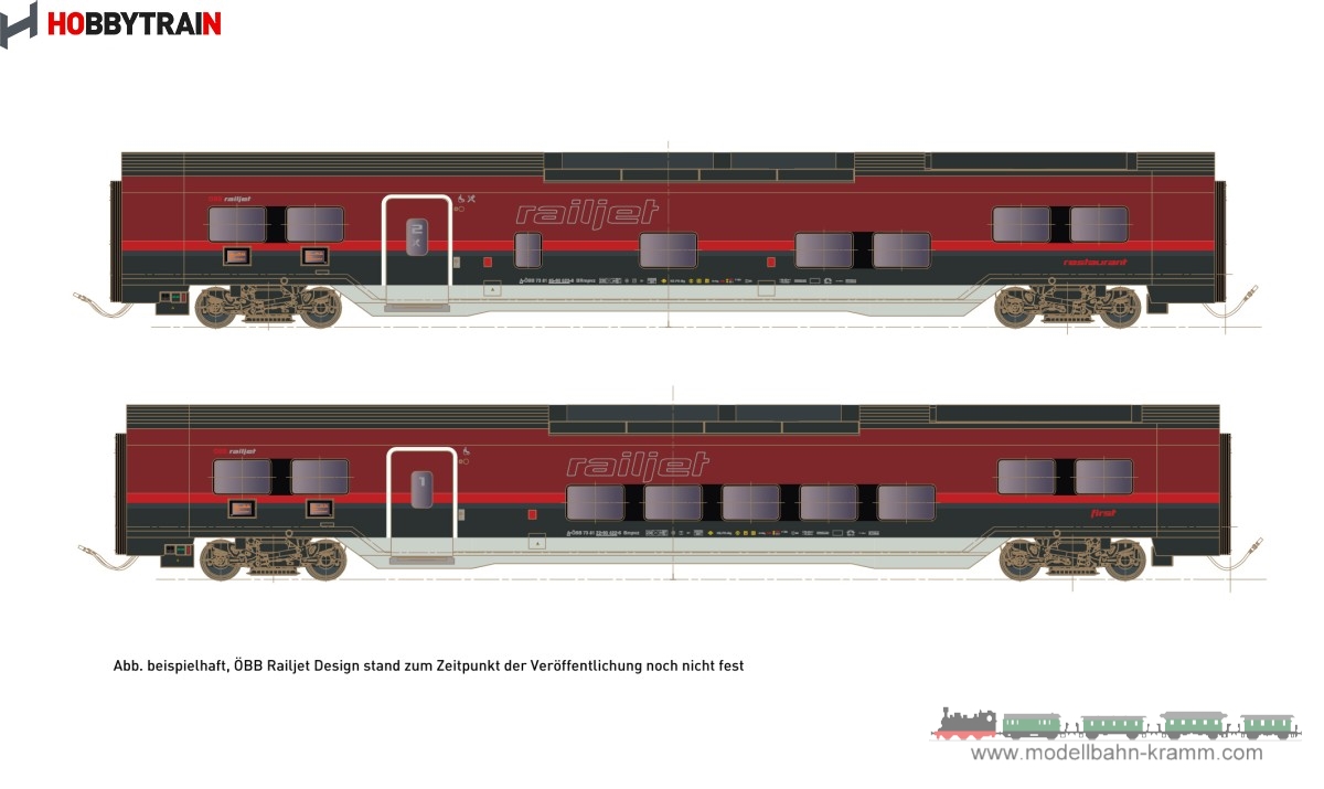 Hobbytrain 25403, EAN 4250528620297: N 2er Set Railjet DANI Set 3 ÖBB