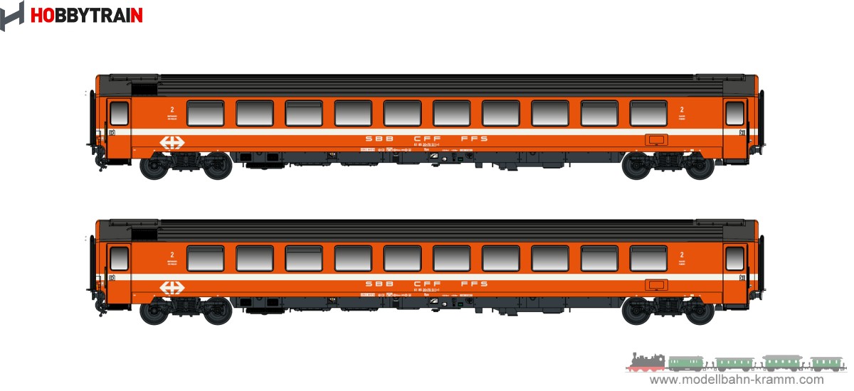 Hobbytrain 25501, EAN 4250528622185: N 2er Set Personenwagen Bpm, 2.Kl. (UIC Z1) SBB