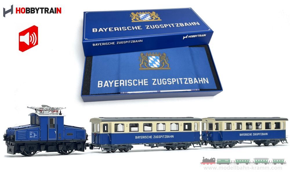 Hobbytrain 43104S, EAN 4250528616511: H0 DC Sound 3er Set Personenzug der Zugspitzbahn