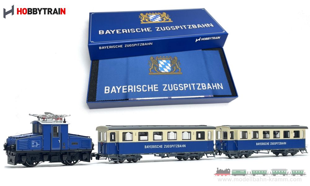 Hobbytrain 43106, EAN 4250528616177: H0e analog 3er Set Personenzug der Zugspitzbahn