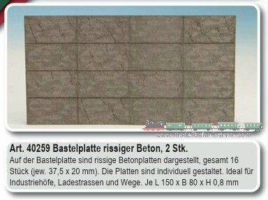 Joswood 40259, EAN 2000075627414: H0 Bastelplatte Beton mit Risse, 2 Stück