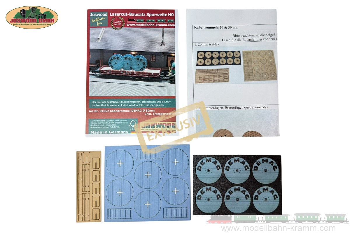 Joswood 91052, EAN 2000075950758: H0 Kabeltrommel Demag