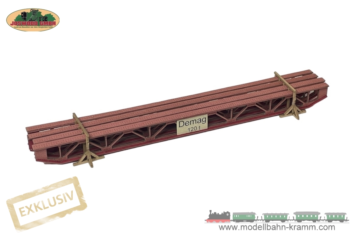 Joswood 93051, EAN 2000075636249: H0 Kranbrücke DEMAG mit Rostschutzanstrich eisenoxidrot Mennig