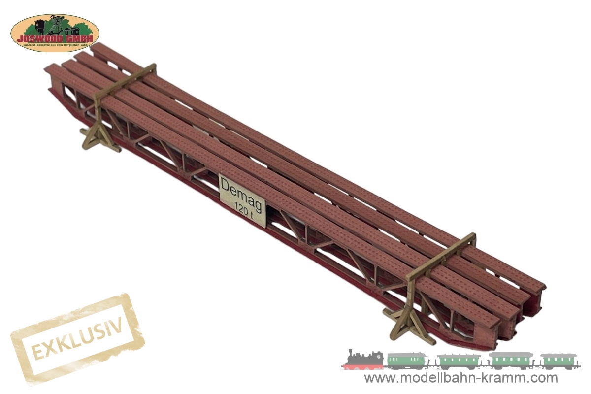 Joswood 93051, EAN 2000075636249: H0 Kranbrücke DEMAG mit Rostschutzanstrich eisenoxidrot Mennig