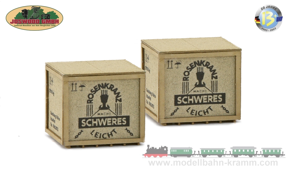 Joswood 96013, EAN 2000075548719: H0-gauge, lasercut kit, 2 transport boxes, Rosenkranz Macht Schwer