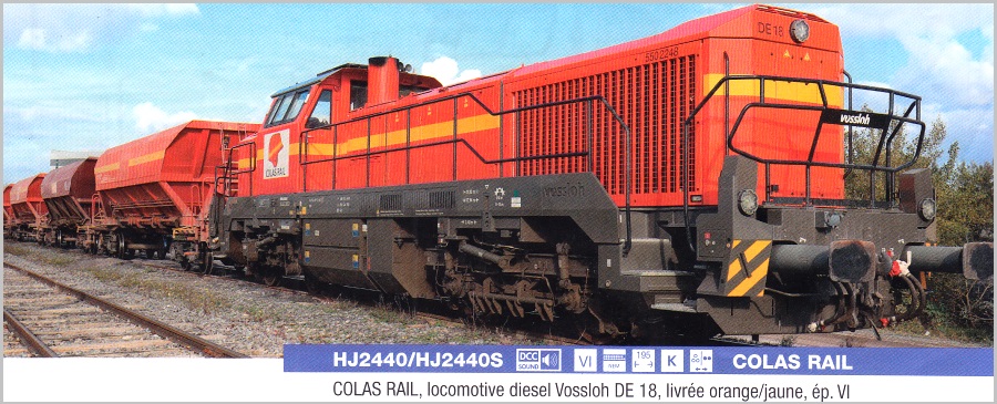 Locomotive Diesel Vossloh DE 18 Jouef HJ2440 – Époque VI – Livrée Orange/jaune – Échelle HO – Neuve